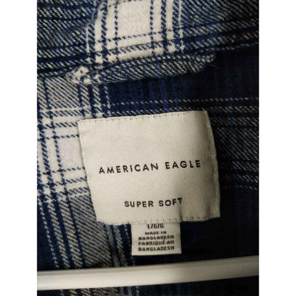 AMERICAN EAGLE Super Soft Jacket Shacket Womens SZ L Boyfriend‎ Plaid Grunge - Picture 5 of 11